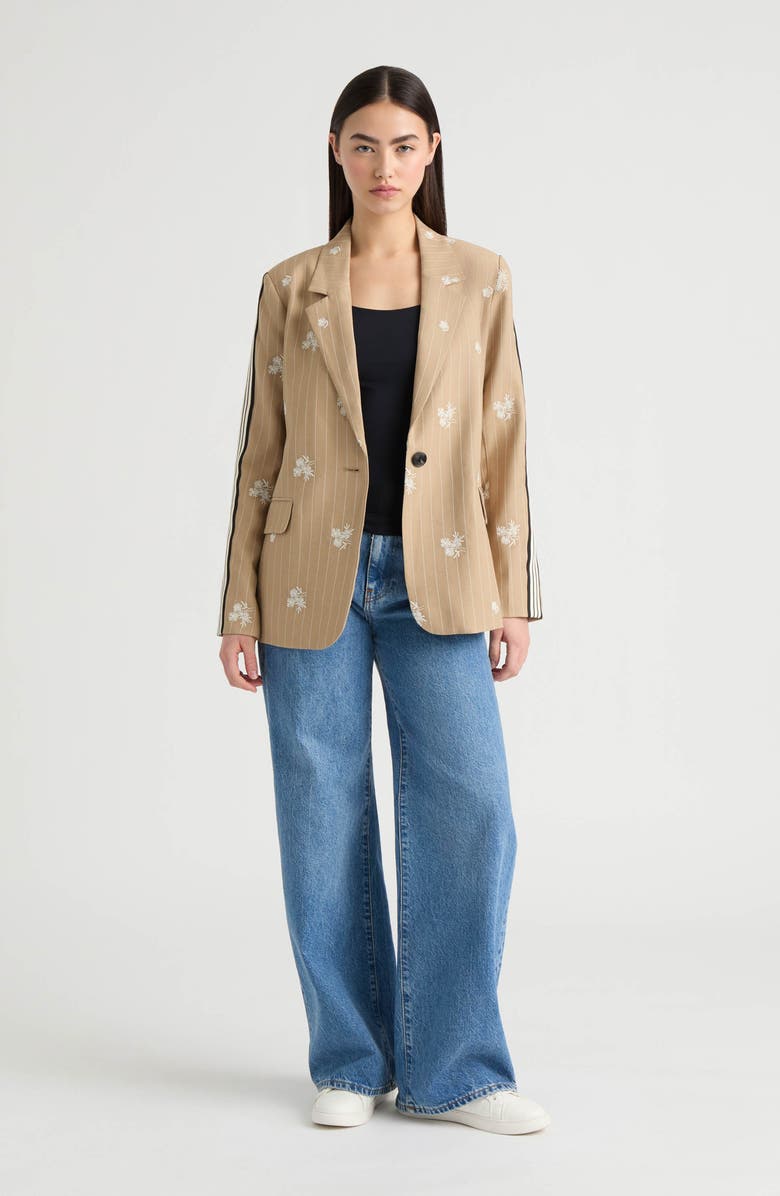 NVLT Embroidered Pinstripe Blazer, Alternate, color, Camel Stripe