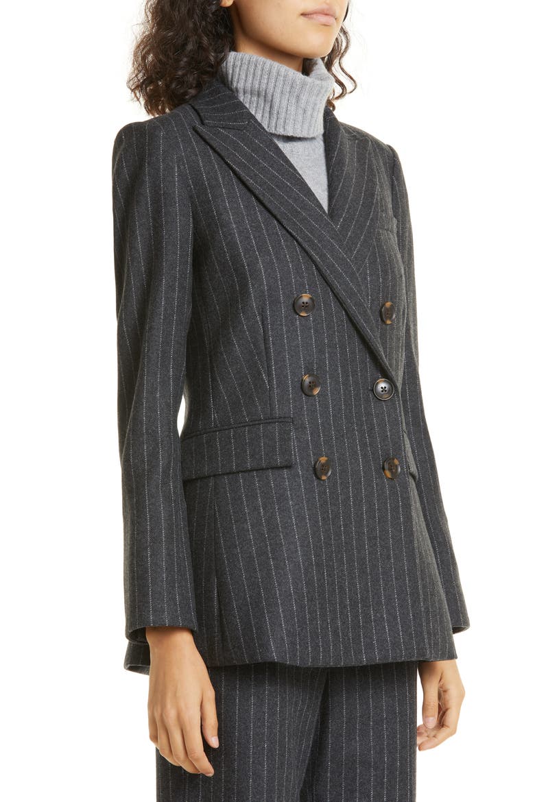 Ellette Chalk Stripe Stretch Wool Dickey Jacket, Alternate, color, CHARCOAL MULTI
