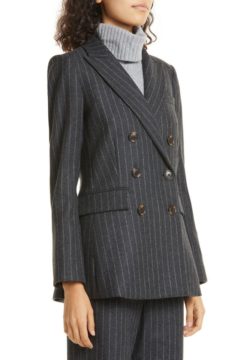 Veronica Beard Ellette Chalk Stripe Stretch Wool Dickey Jacket, Alternate, color,