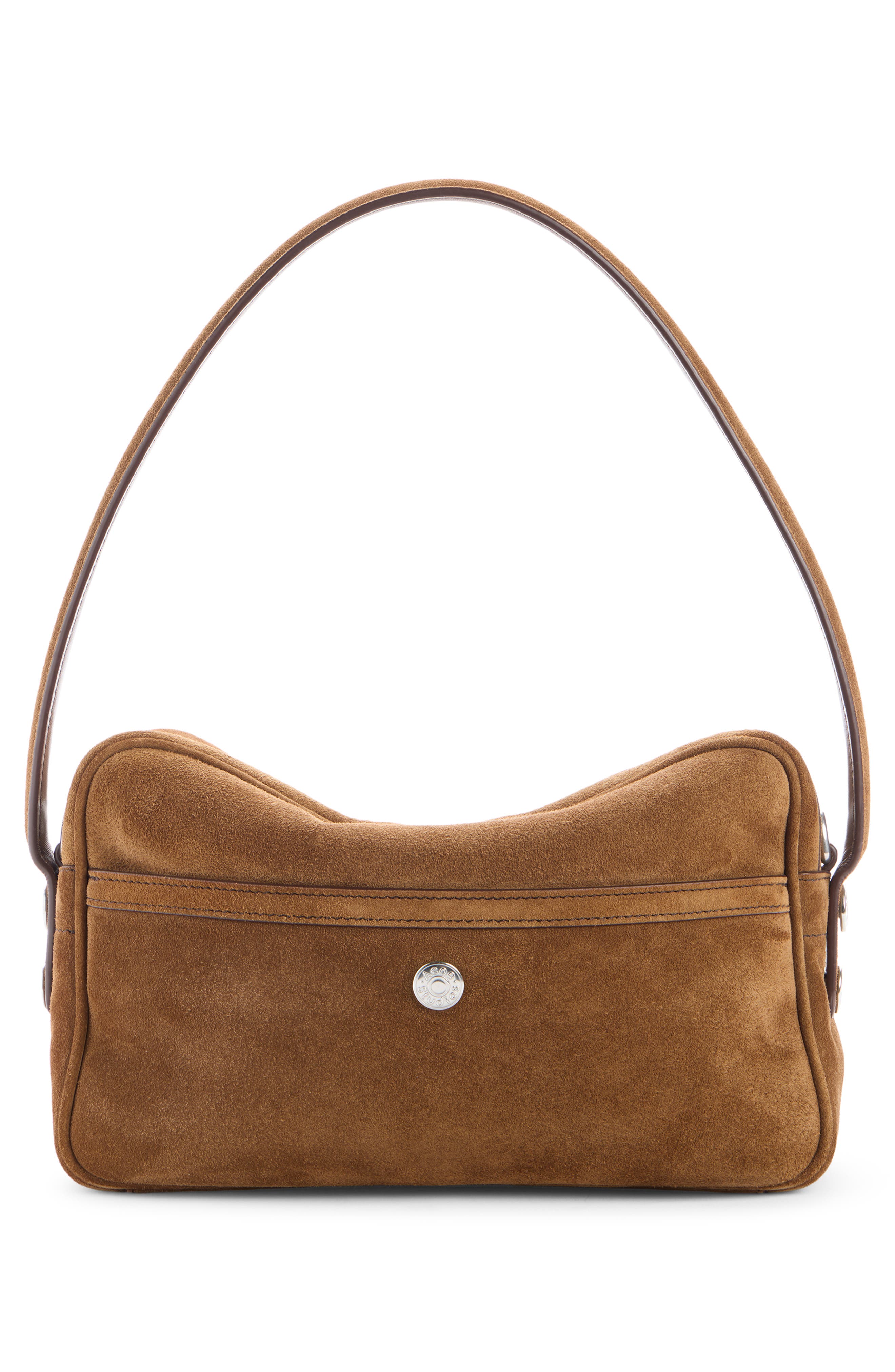 Acne Studios Camero Party Suede Shoulder Bag, Alternate, color, Cognac Brown