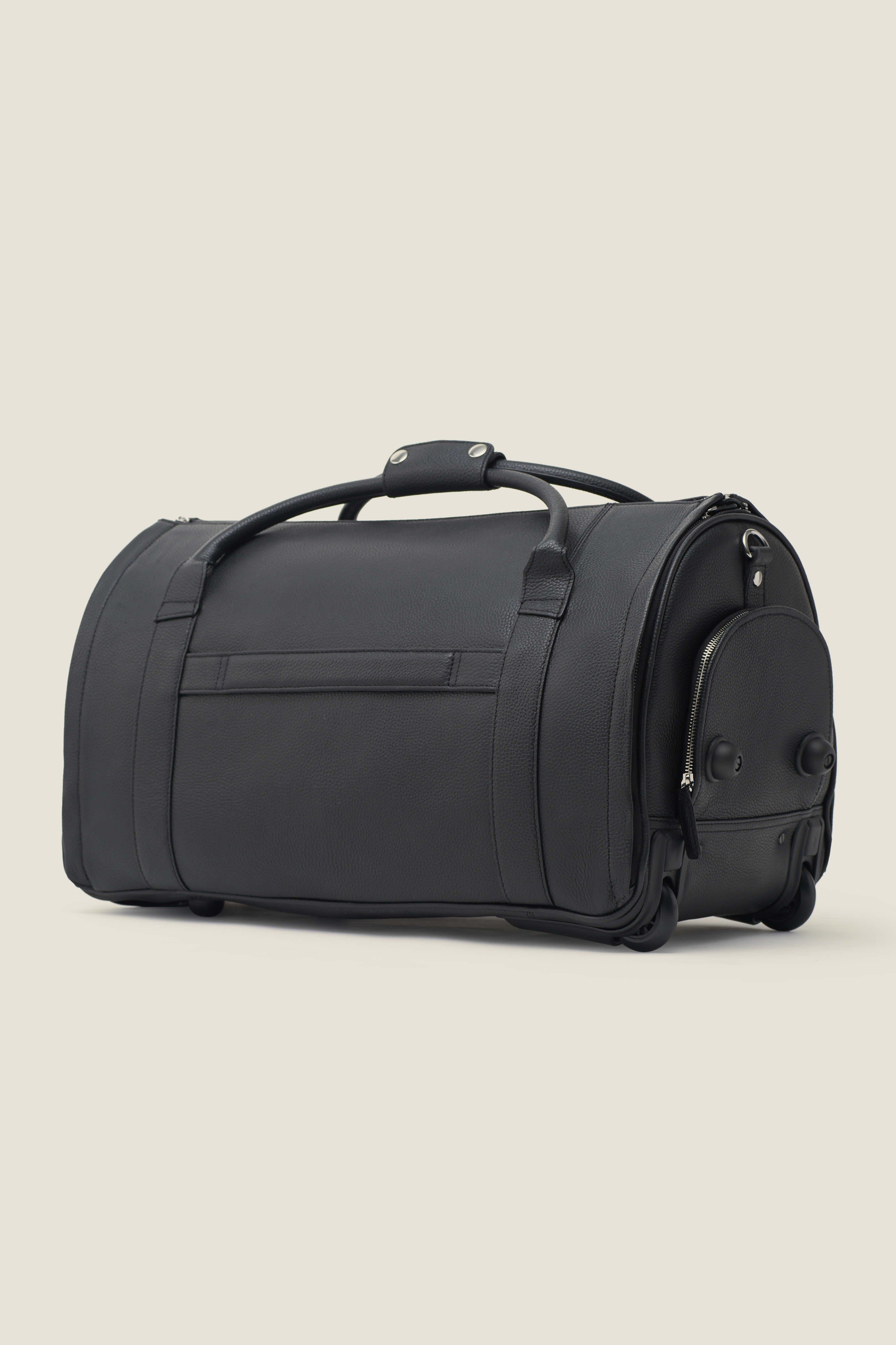 Nova Convertible Rolling Leather Garment Duffle, Alternate, color, Jet Black