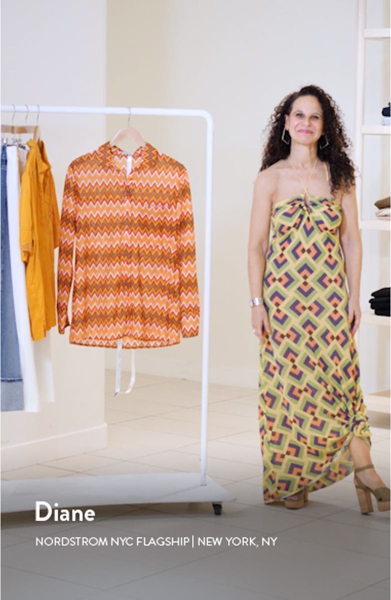 Chevron Stripe Oversize Button-Up Shirt, sales video thumbnail