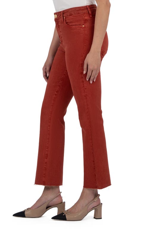 Kut From The Kloth Kelsey Raw Hem High Waist Ankle Flare Jeans In Red