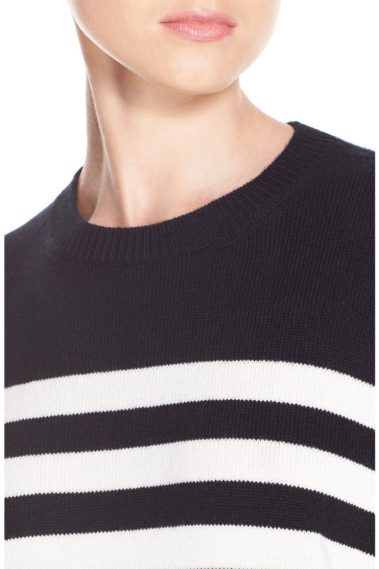 Stripe Cashmere Sweater, Alternate, color, BLACK CRÈME