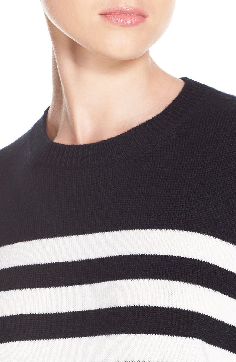 Saint Laurent Stripe Cashmere Sweater, Alternate, color, 