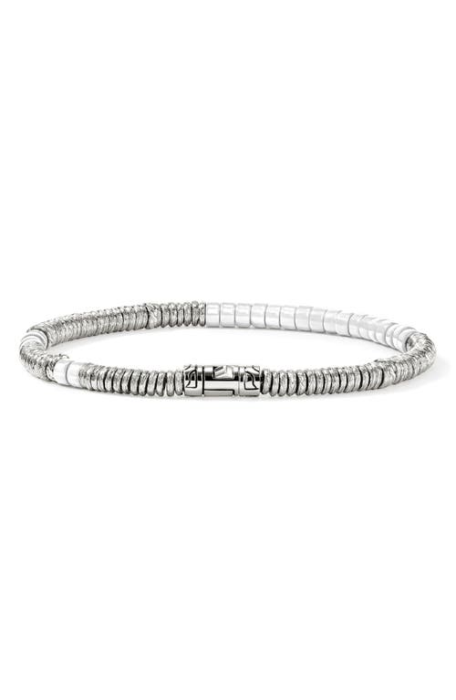 John Hardy Sterling Silver Heishi Enamel Bead Bracelet In Silver/white