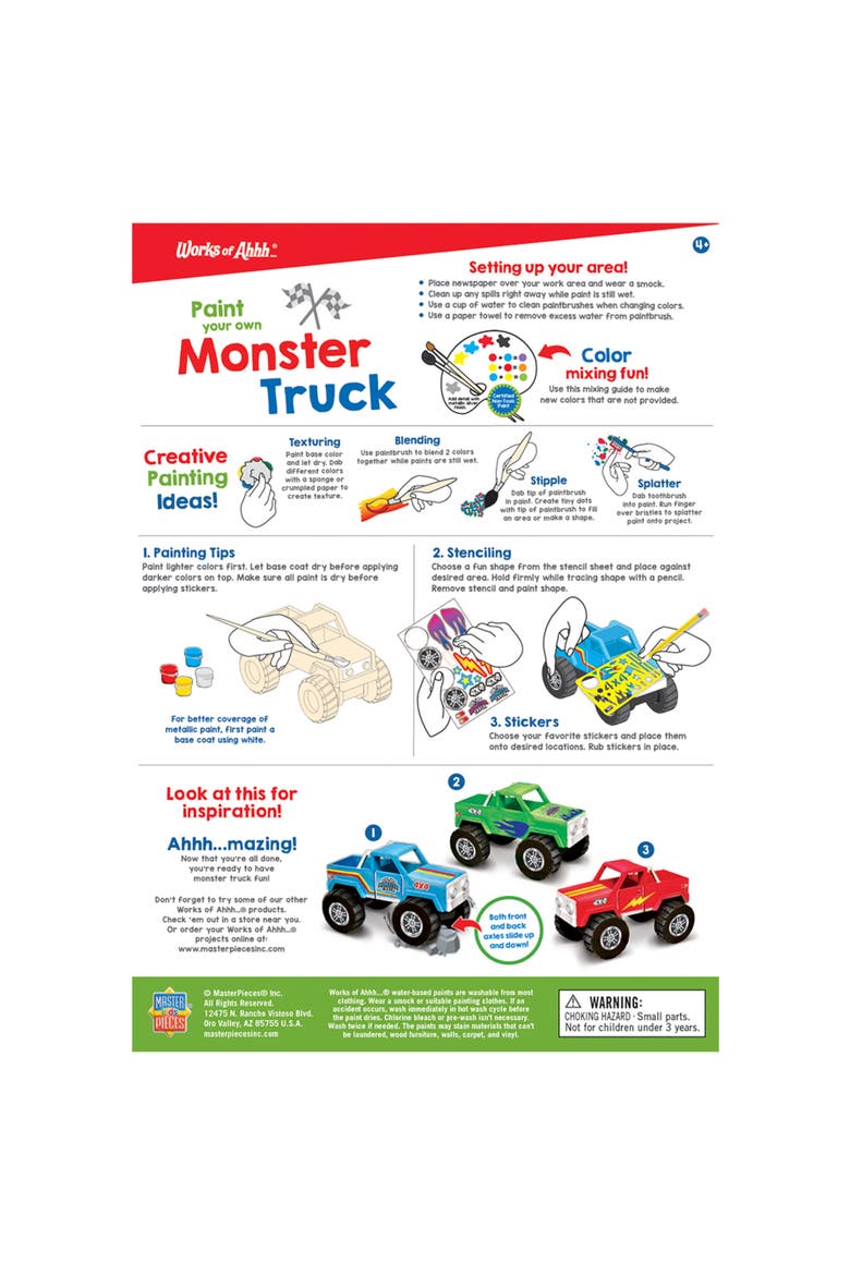 Monster Truck Wood Craft & Paint Kit, Alternate, color, Multicolor