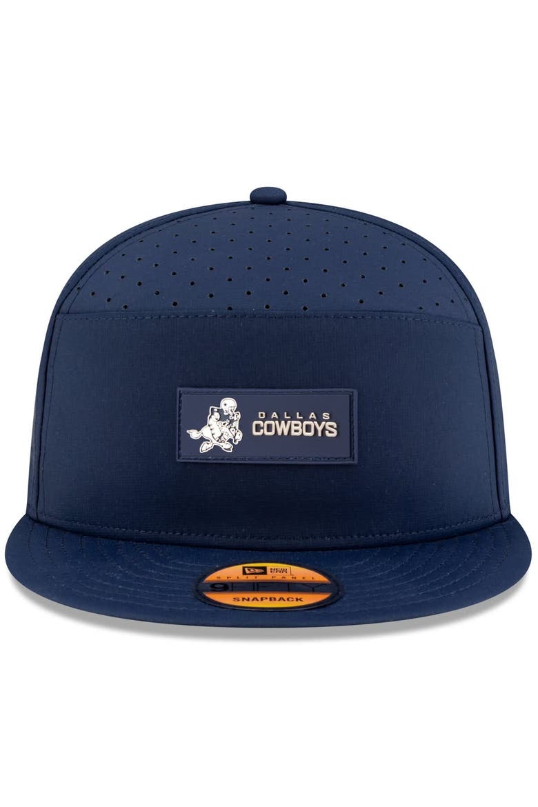Men's New Era Navy Dallas Cowboys 2025 Sideline Throwback Split Panel 9FIFTY Snapback Hat, Alternate, color, Navy