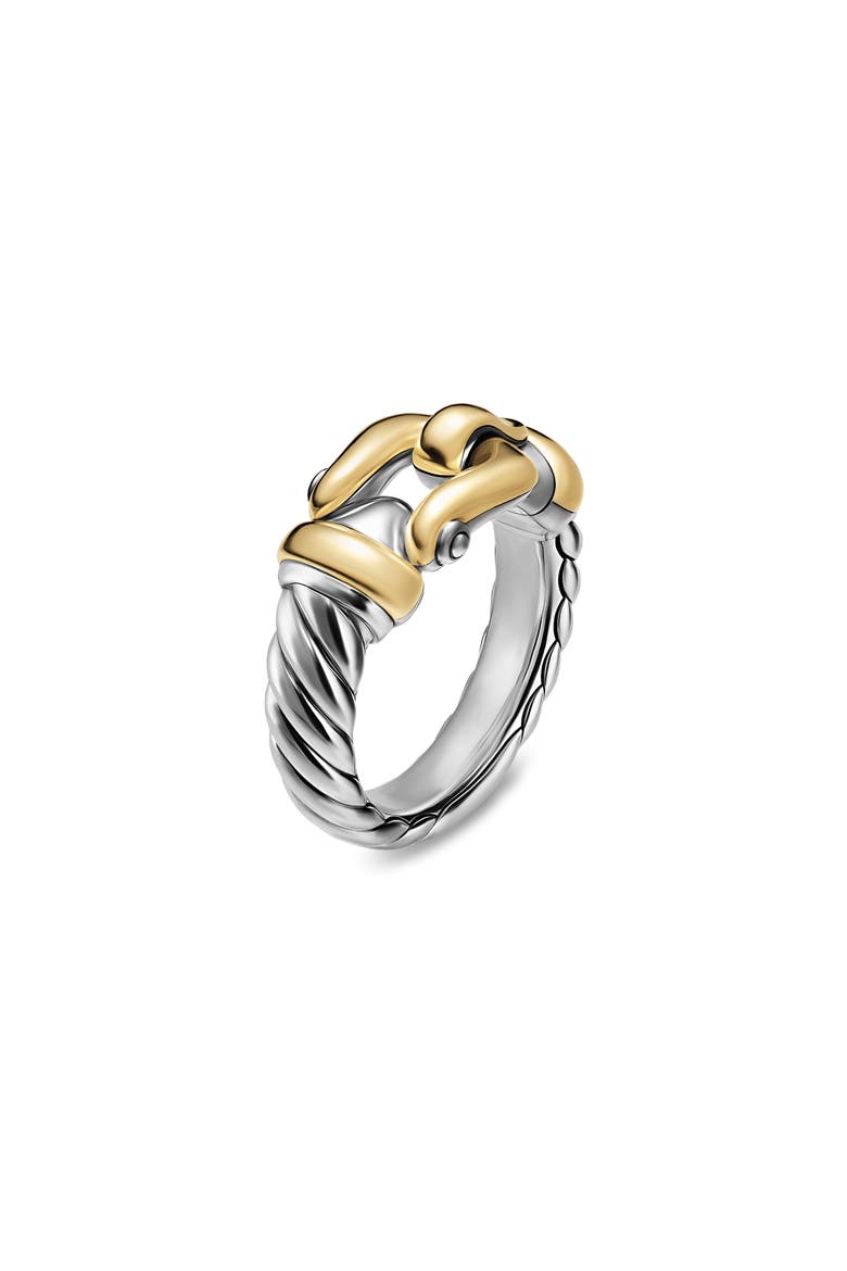 Buckle Ring with 14k Gold, Alternate, color, SILVER
