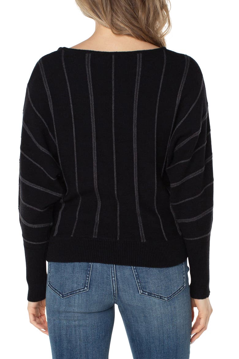 Links Stitch Batwing Sleeve Sweater, Alternate, color, BLACK