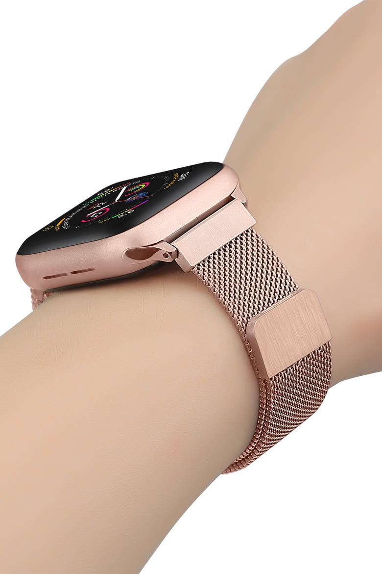 Skinny Stainless Steel Mesh Apple   Watch Replacement Band - 38mm/40mm, Alternate, color, ROSE GOLD
