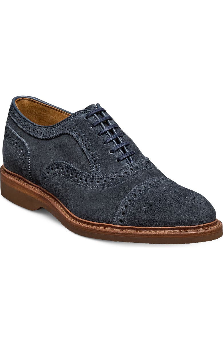 Allen Edmonds Strand Verse Cap Toe Oxford Shoe, Main, color, Navy Suede