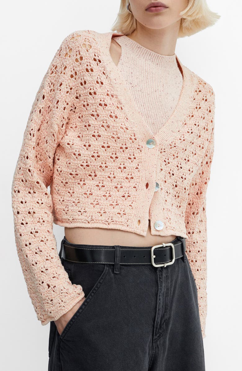 MANGO Open Stitch Cardigan, Main, color, 