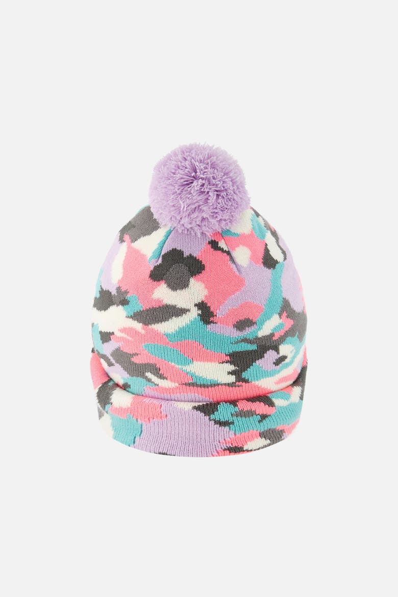 Winter Jacquard Lined Pompom Knit Hat, Alternate, color, Coral Camouflage