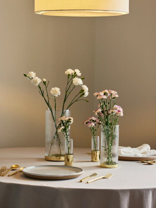 Fleck Fluted Glass Bud Vases In Gold