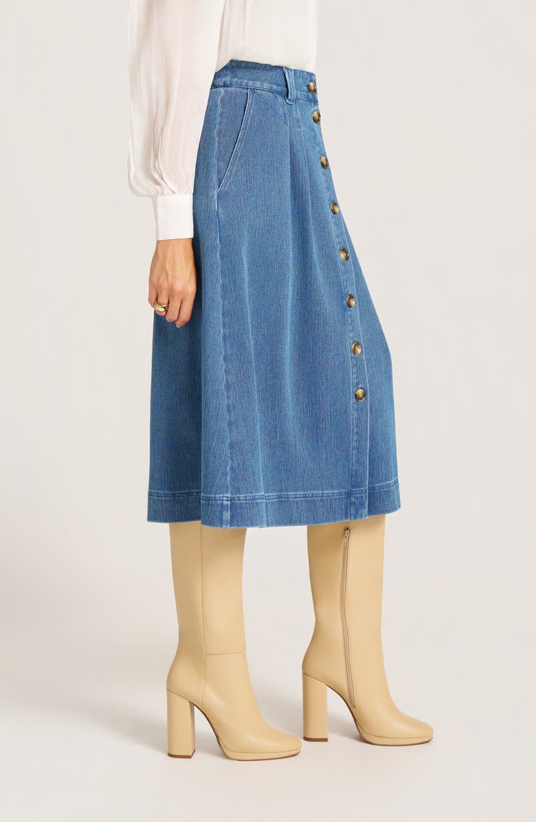 matty m. Marlow Button Front Midi Denim Skirt, Alternate, color, Denim