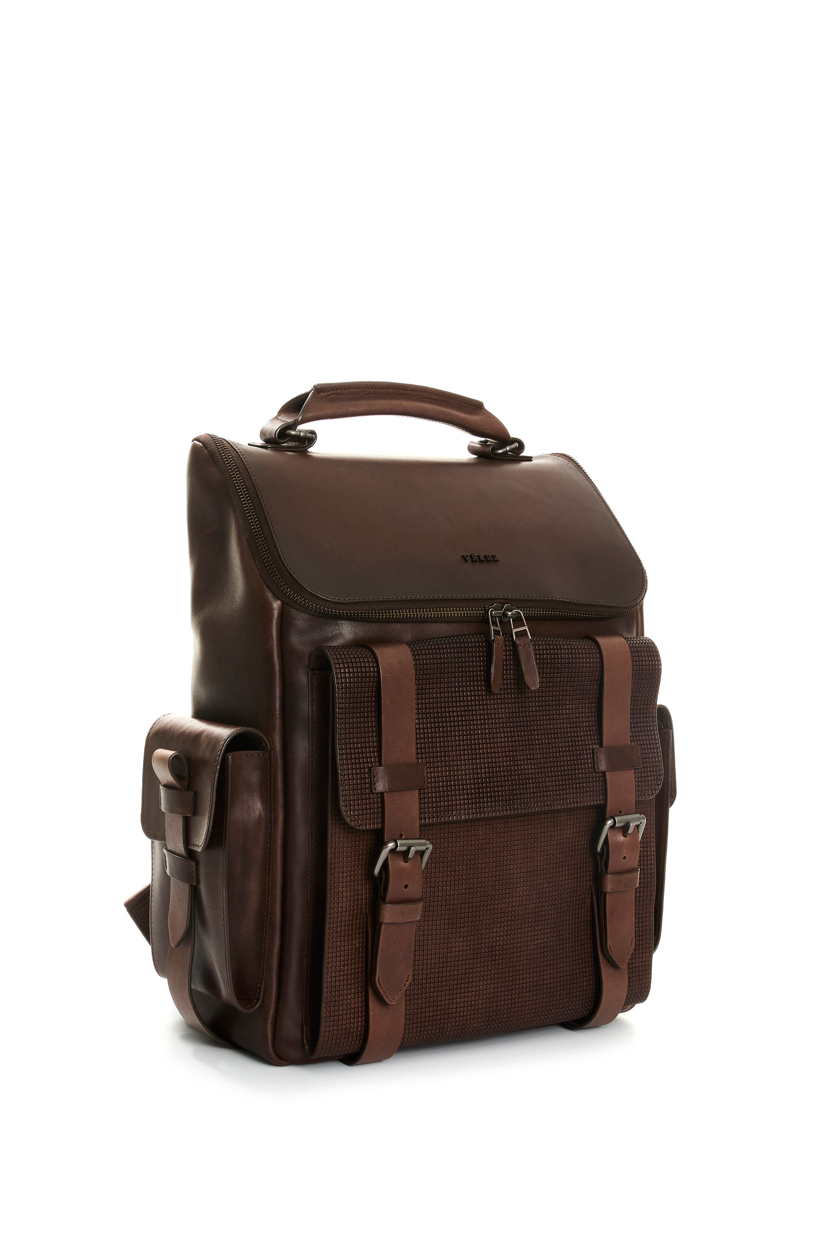 Velez New Archaeology Backpack in Vintage Leather, Alternate, color, Dark Brown