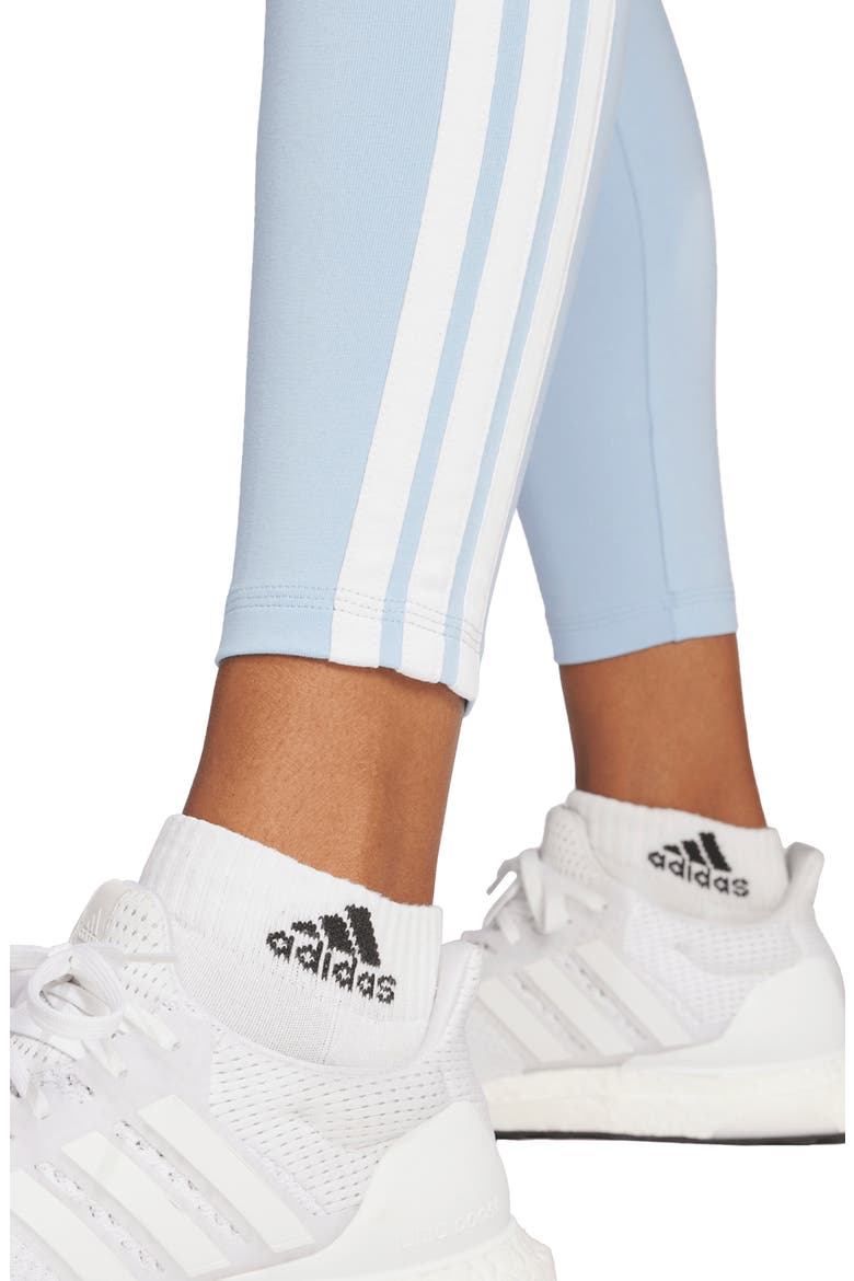 3-Stripe Leggings, Alternate, color, GLOW BLUE/ WHITE