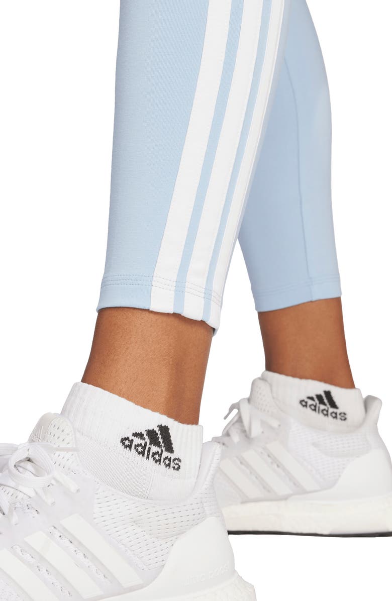 adidas 3-Stripe Leggings, Alternate, color, Glow Blue/ White