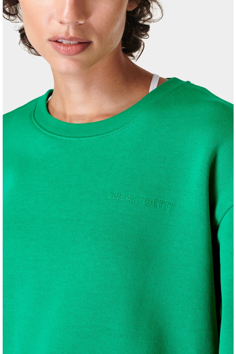 The Elevated Cotton Blend Crewneck Sweatshirt, Alternate, color, VIVID GREEN
