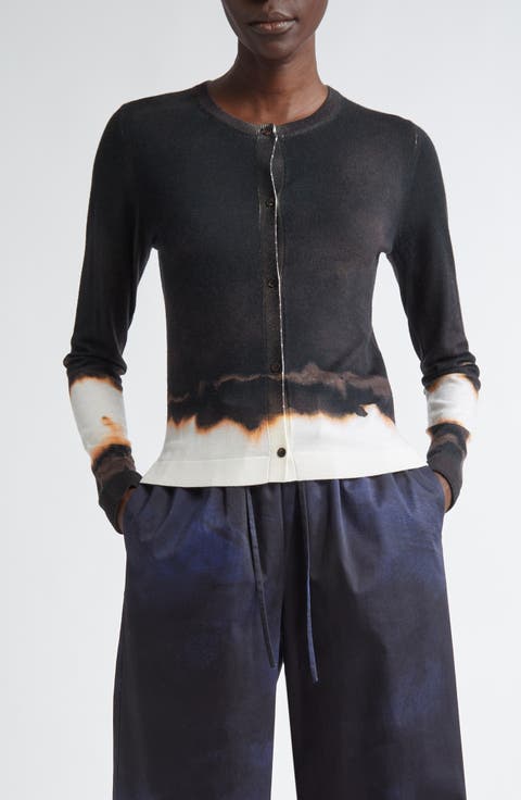 Burned Stripe Merino Wool Cardigan