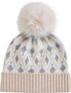 Sofia Cashmere Fair Isle Faux Fur Pom Beanie