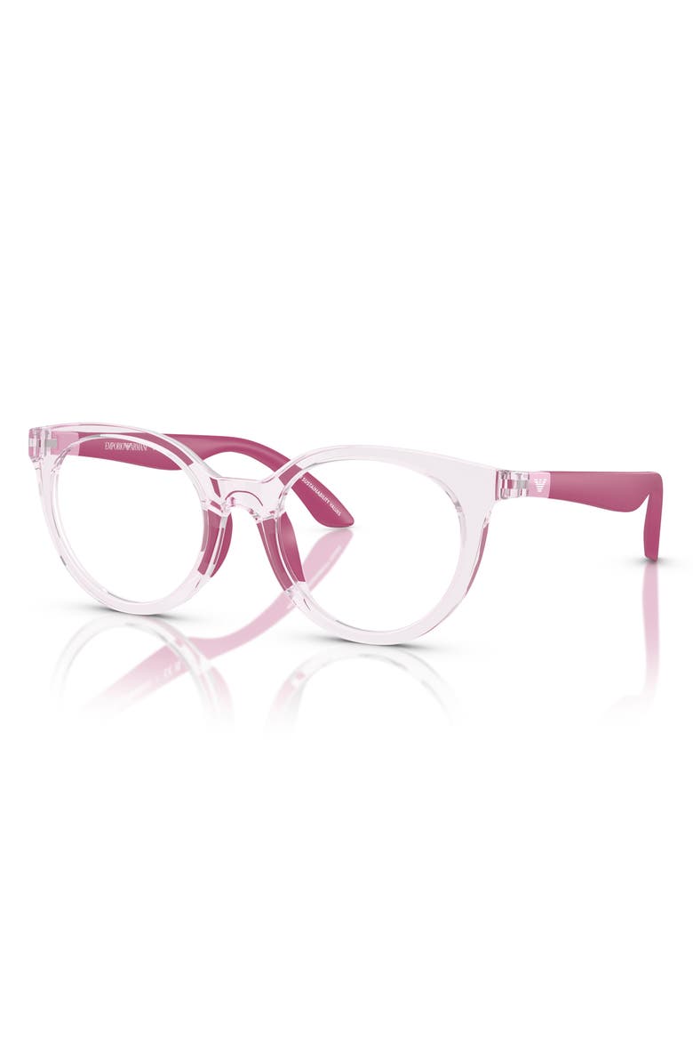 Emporio Armani 45mm Phantos Optical Glasses, Alternate, color, Shiny Pink / Demo Lens