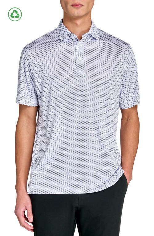 Construct Micro Floral Dot Polo In White/blue
