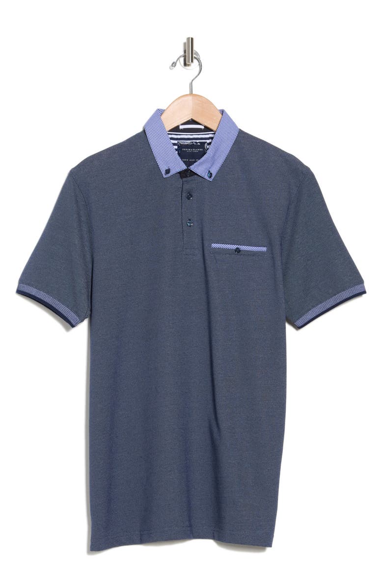 DENIM AND FLOWER Navy Heather Polo Shirt, Alternate, color, Navy
