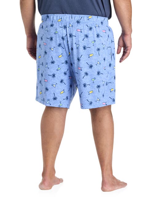Harbor Bay By Dxl Big & Tall Tropical Drinks Printed Lounge Shorts In Blue Multi