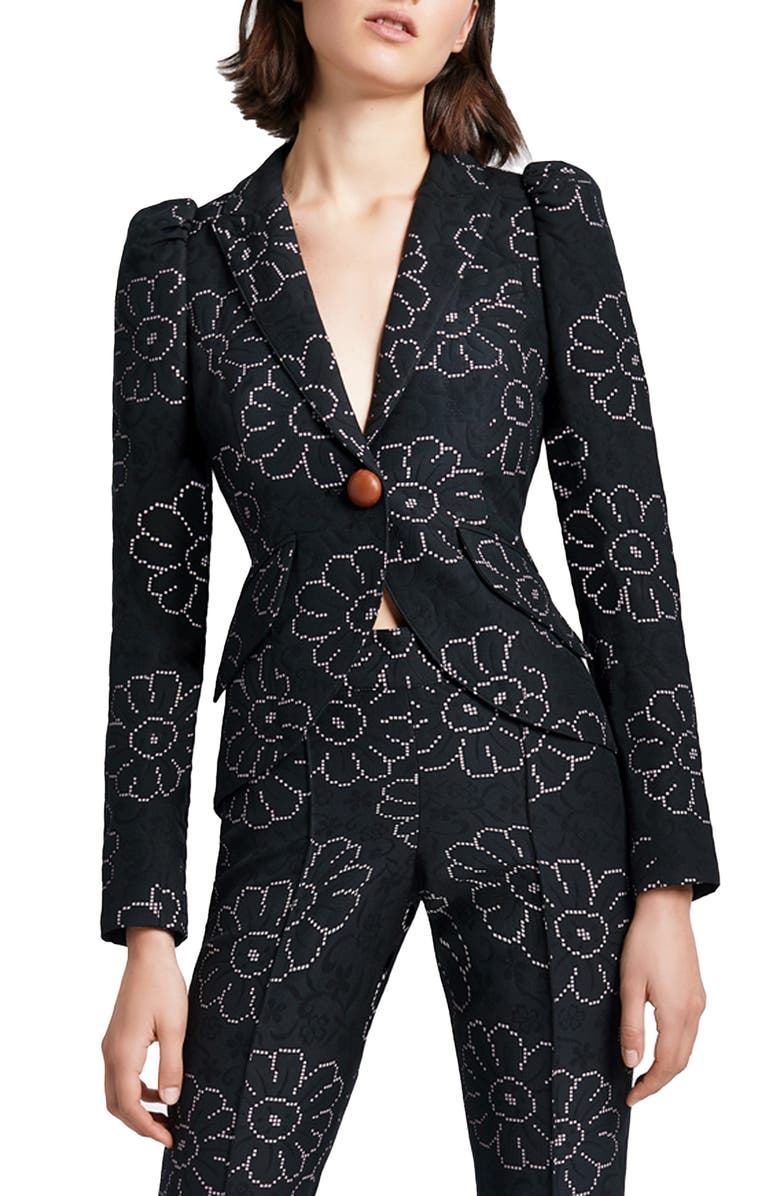 Smythe Floral Jacquard One Button Blazer, Main, color, 