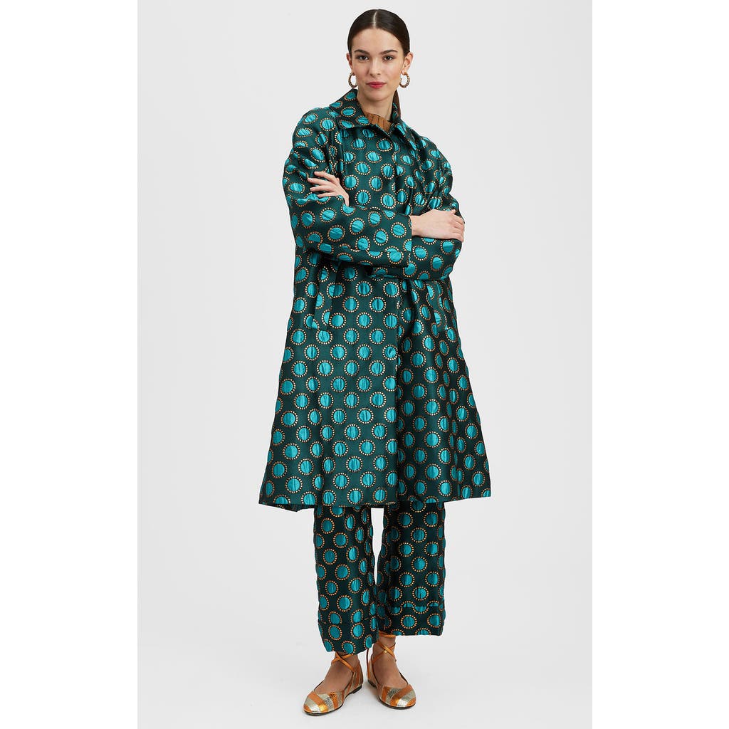 La DoubleJ Boxy Coat in Jacquard Winter Sun Emerald at Nordstrom, Size Large