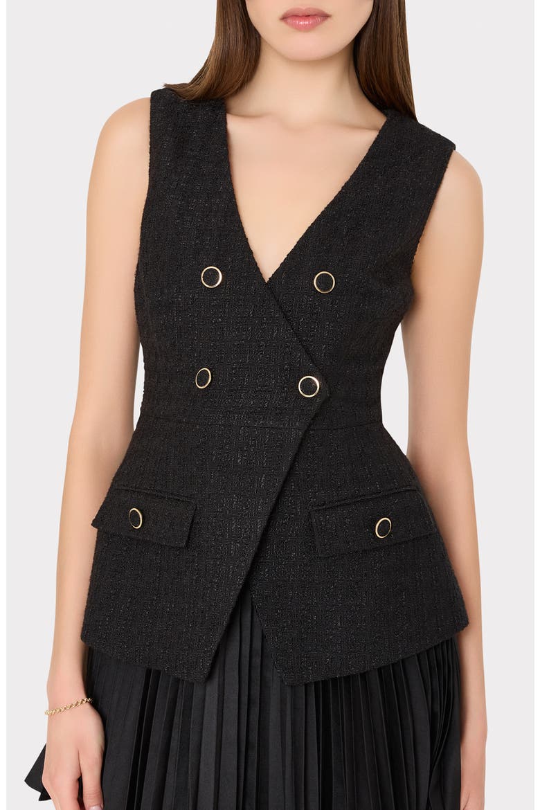 Bouclé Mixed Media Minidress, Alternate, color, BLACK
