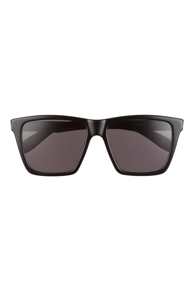Alexander McQueen 55mm Rectangular Sunglasses, Main, color, BLACK