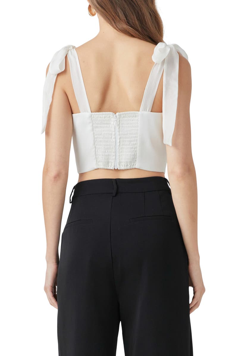 Endless Rose Satin Bustier Crop Top, Alternate, color, Cream