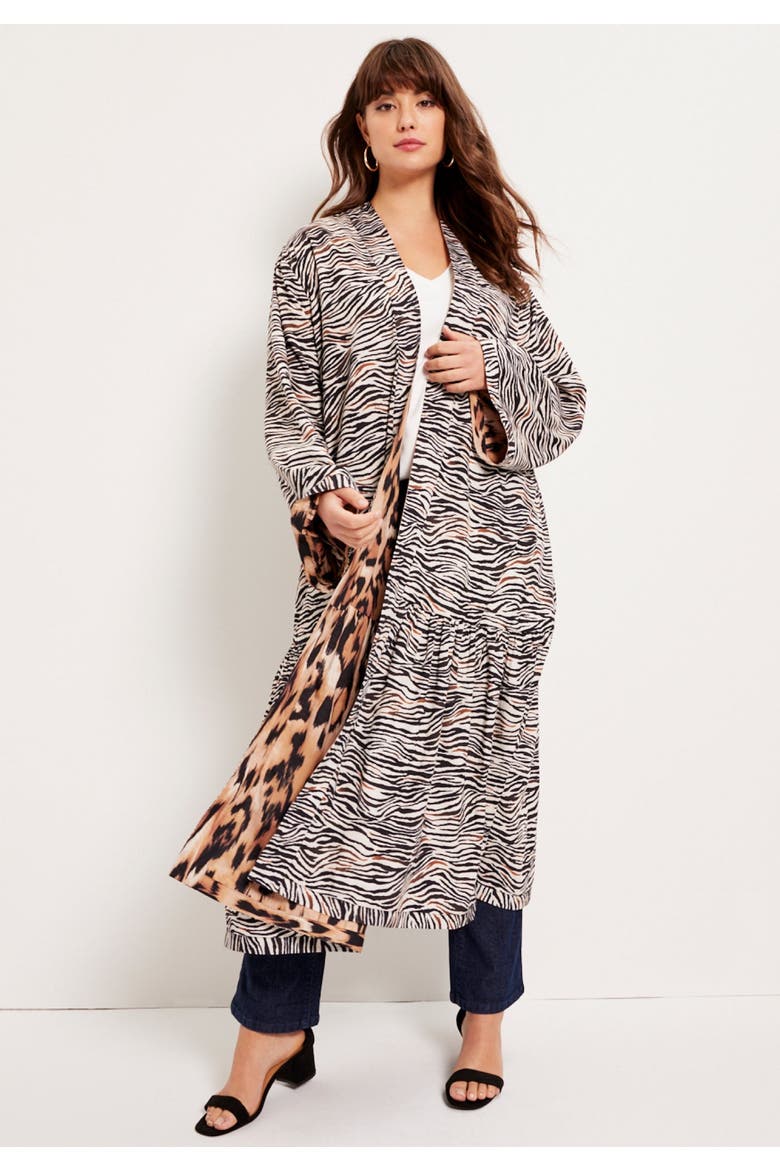Reversible Printed Duster, Alternate, color, GEO TEXTURE