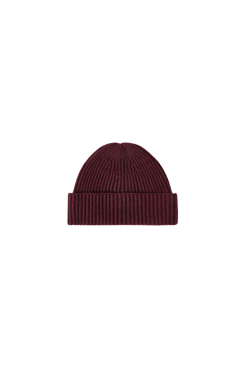 Cashmere English rib double knit beanie, Alternate, color, Burgundy