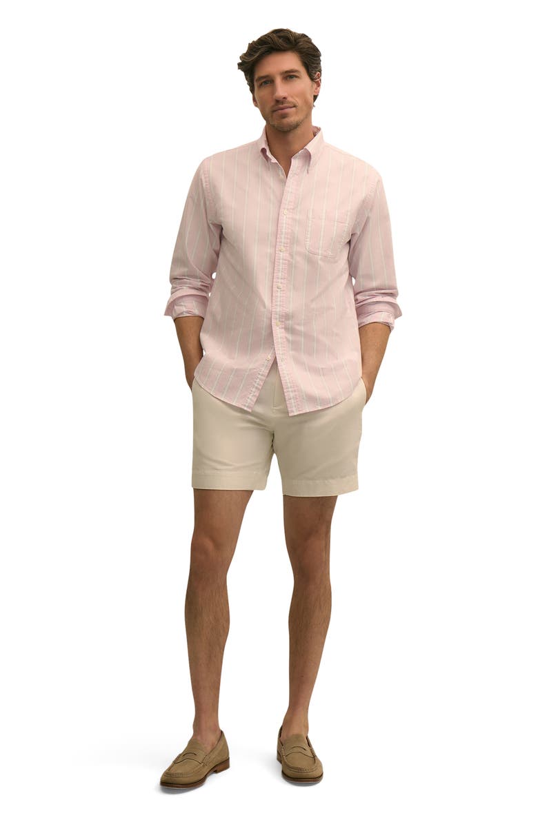Brooks Brothers Flat Front Linen & Cotton Shorts, Alternate, color, Marshmallow