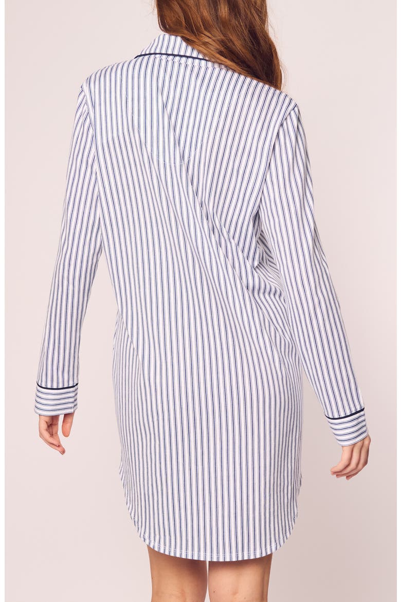 Pink Stripe Cotton Nightshirt, Alternate, color, NAVY
