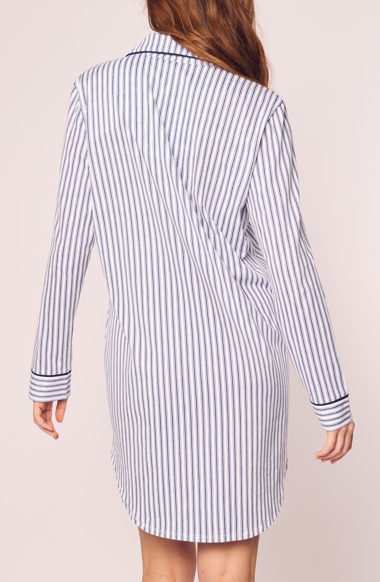 Petite Plume Pink Stripe Cotton Nightshirt, Alternate, color, Navy