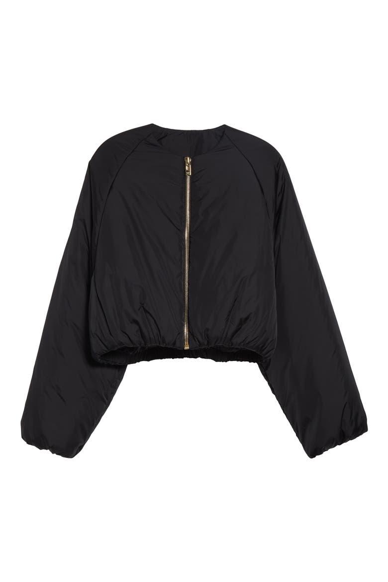 Plie Collarless Bomber Jacket, Main, color, NOIR ALAIA