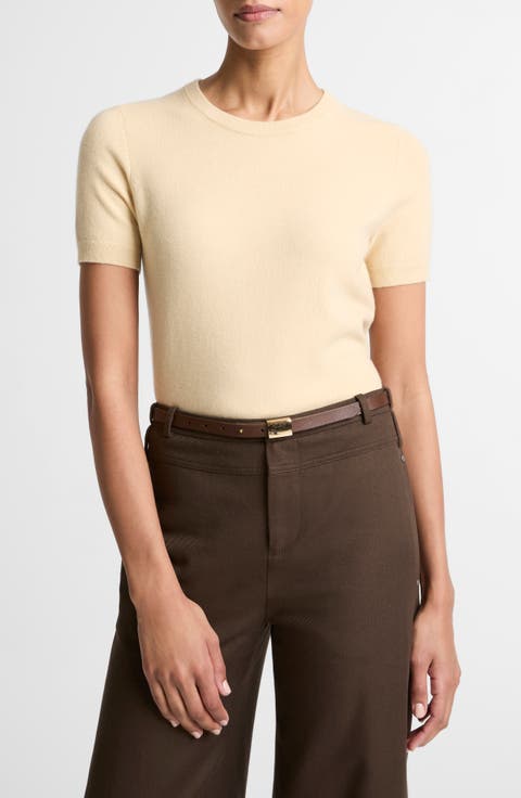 Short Sleeve Wool Blend Sweater