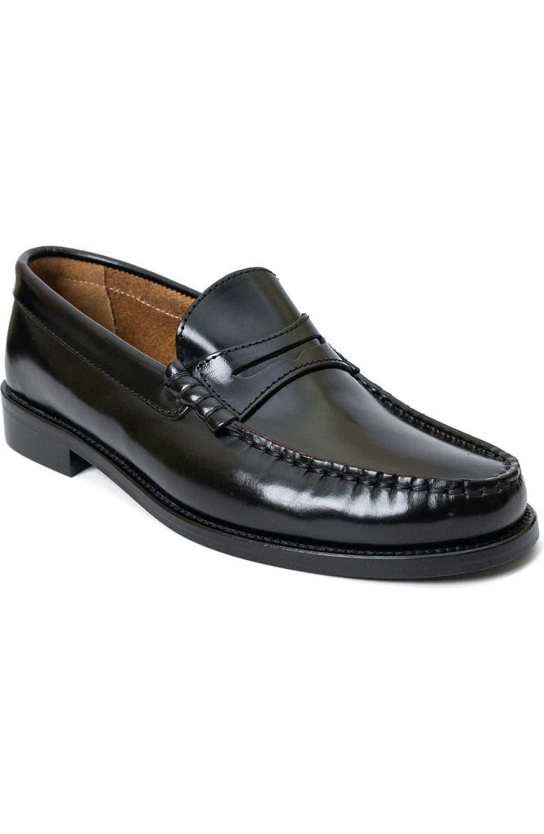 Menina Step Mila Leather Penny Loafer, Alternate, color, Black