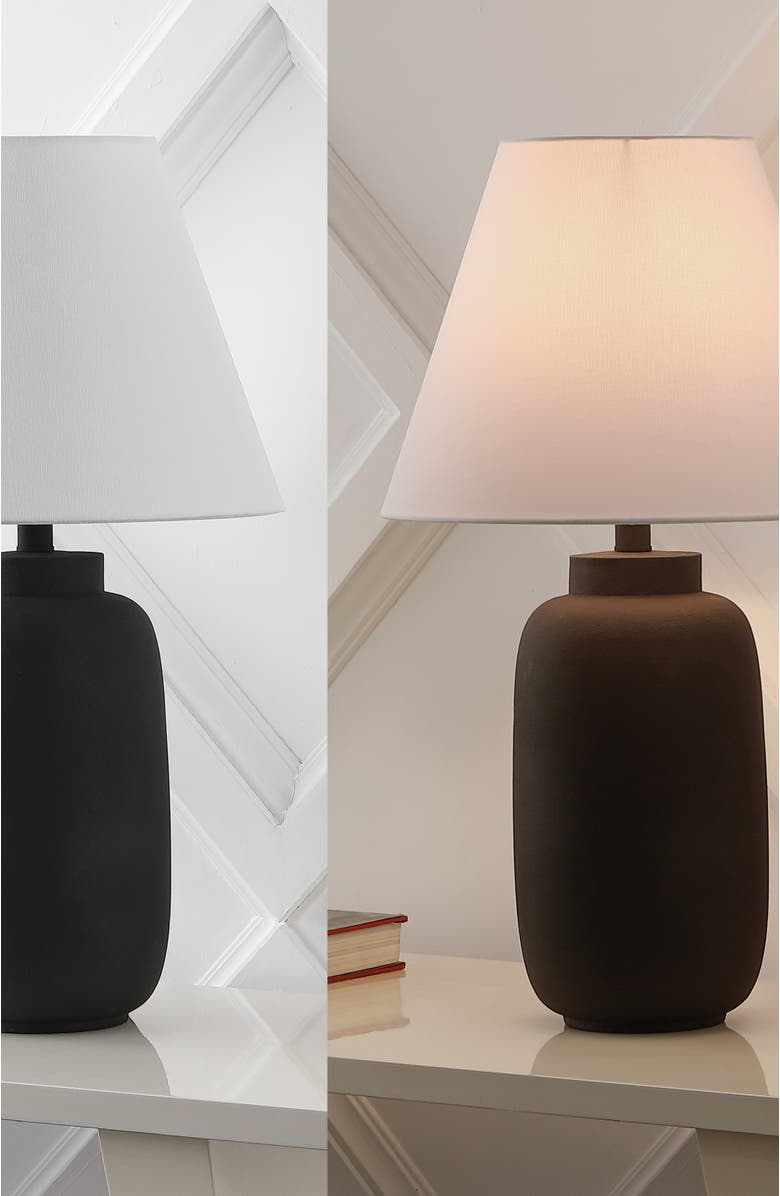 JONATHAN Y Elinore 24.5" Minimalist Scandinavian Resin/Iron Ginger Jar LED Table Lamp, Alternate, color, Matte Black