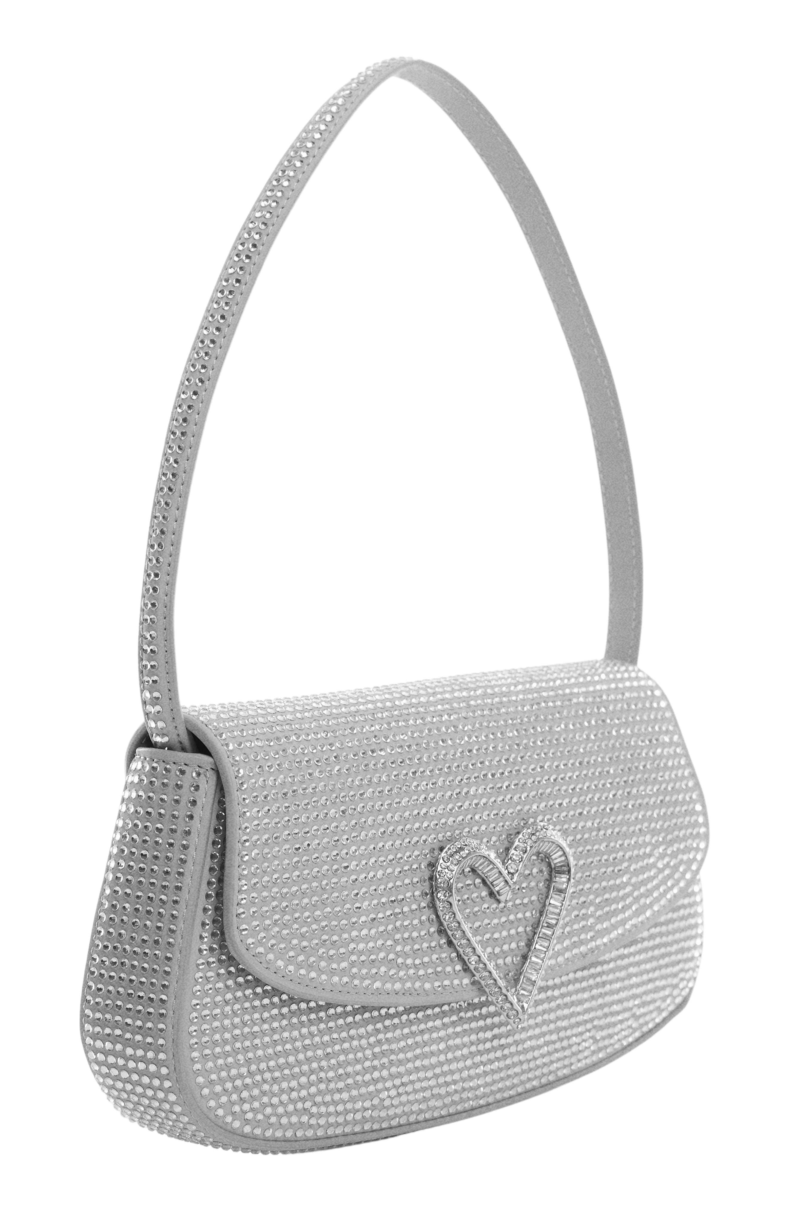 MANGO Crystal Heart Shoulder Bag, Alternate, color, 