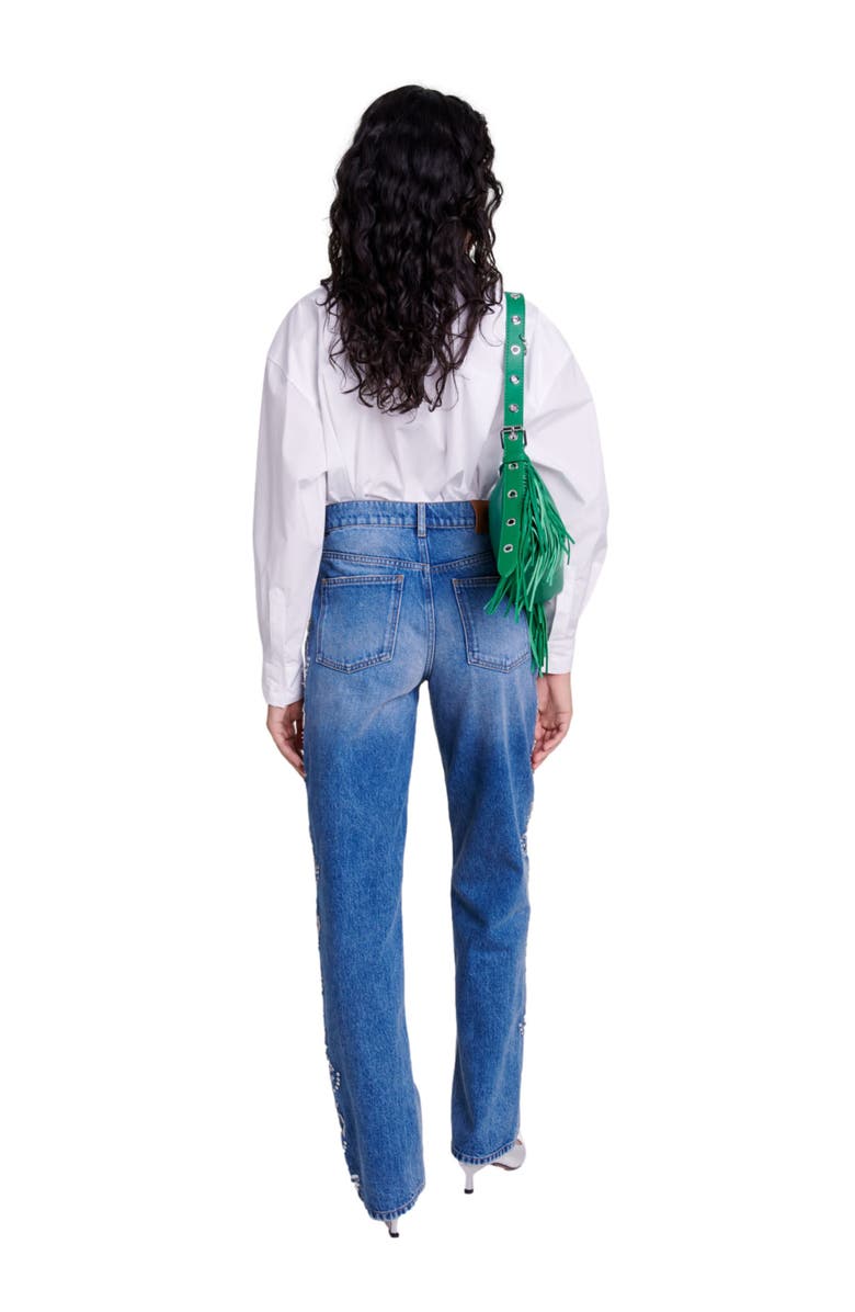 maje Embroidered jeans, Alternate, color, 