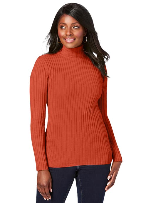 Ribbed Cotton Turtleneck Sweater (Plus Available)