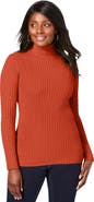 Jessica London Ribbed Cotton Turtleneck Sweater