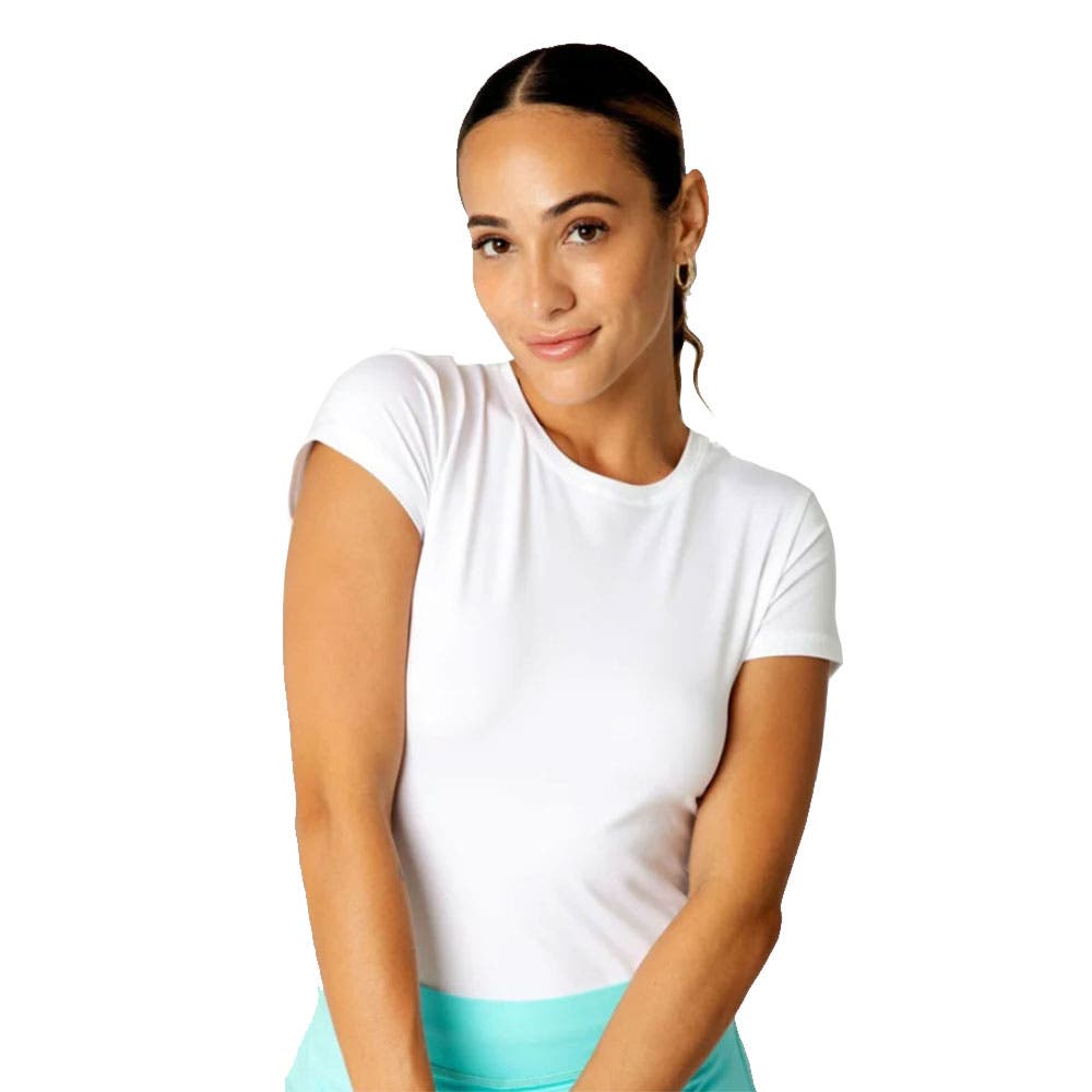 Sofibella Uv Colors Short Sleeve Womens Tennis Shirt In White