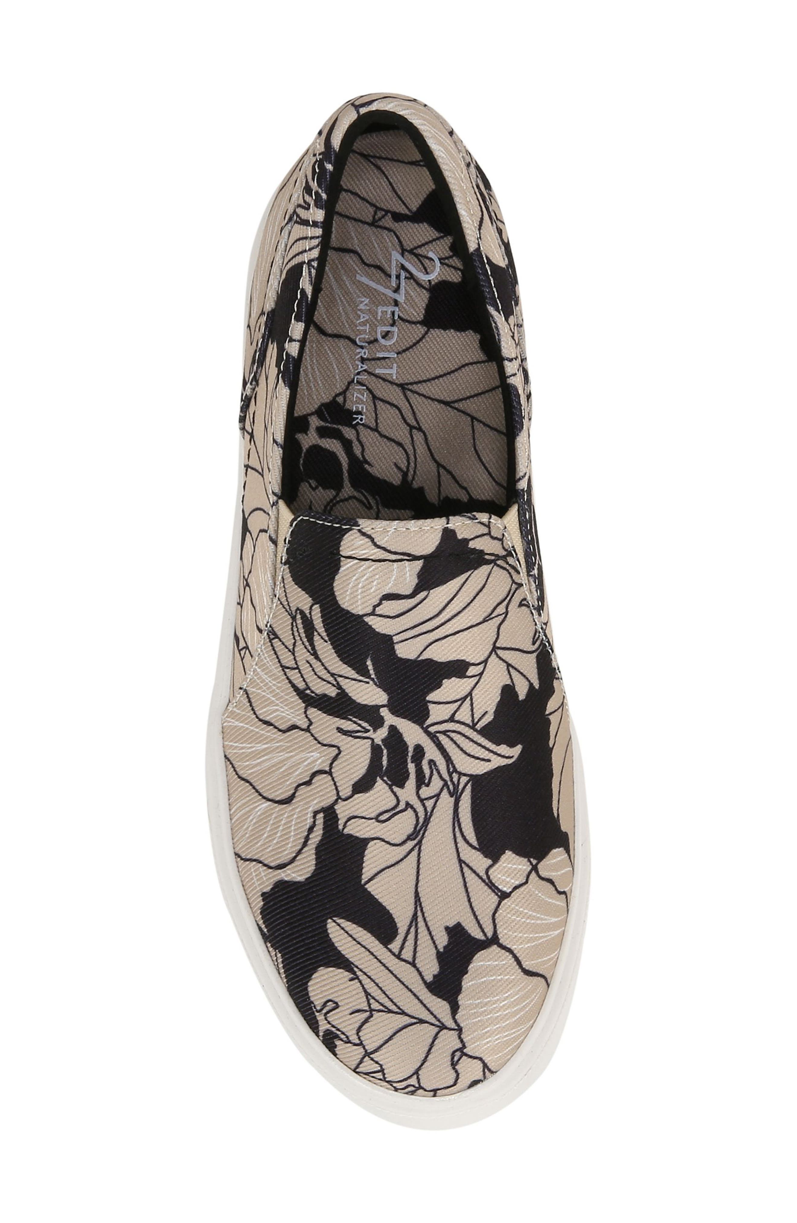 Mirabel Slip-On Platform Sneaker, Alternate, color, BLACK / TAN FLORAL FABRIC